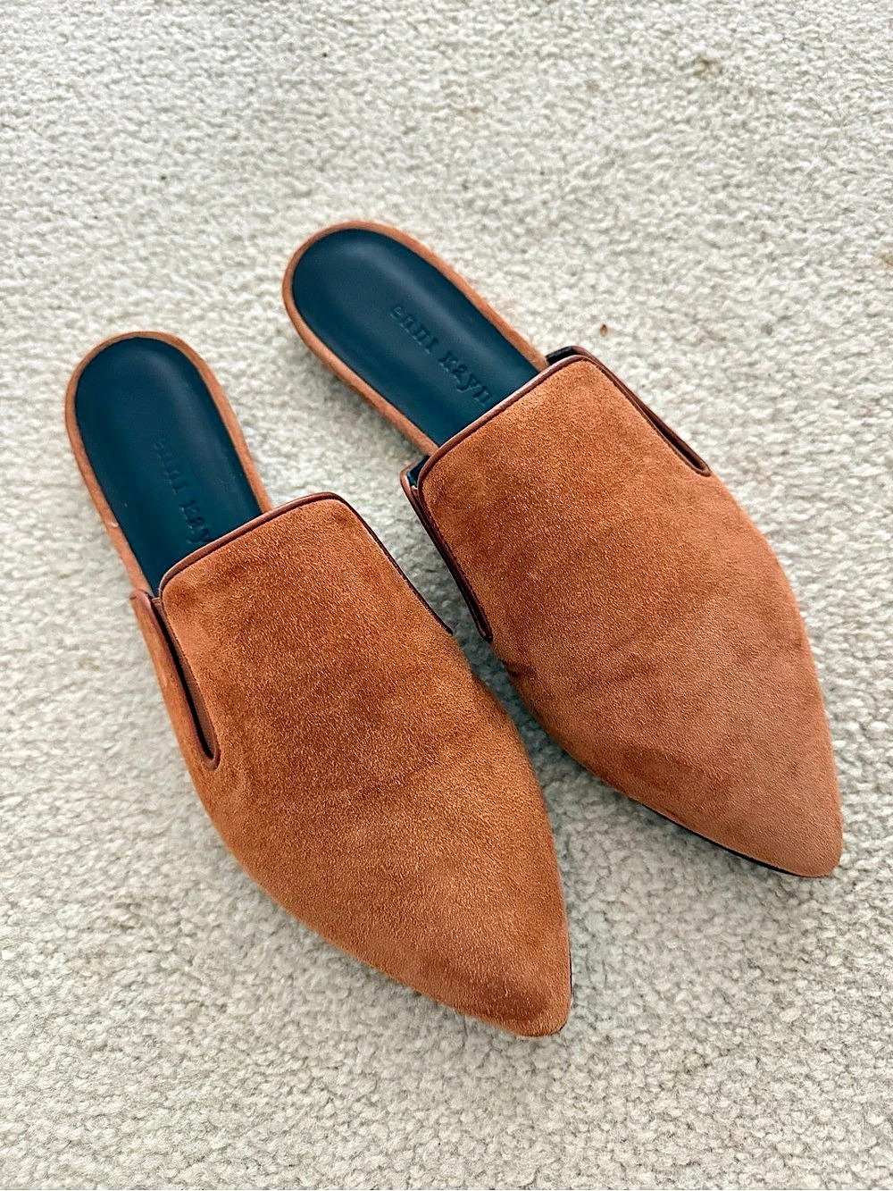 Jenni Kayne Suede Mule Pointed-Toe Shoes Brown - size 37- New with Box